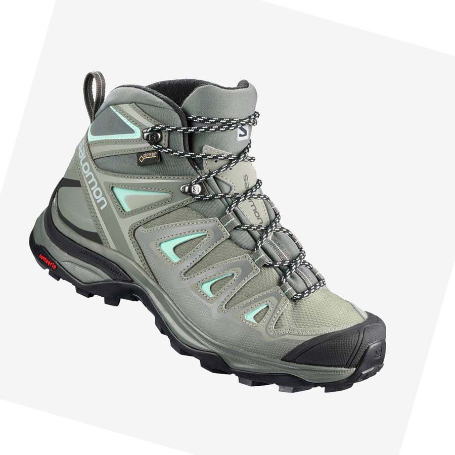 Salomon WoX ULTRA 3 MID GORE-TEX Kadın Yürüyüş Ayakkabısı Zeytin Yeşili | TR 2820AHK